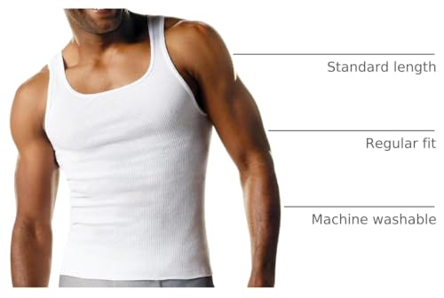 Image of Hanes Men's Tall 100% Cotton Ribbed Tank Tagless Undershirts, Multipack