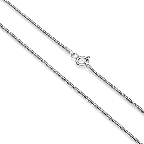 Aka Gioielli® - Collar Mujer Fina Plata De Ley 925 Esterlina - Cadena Serpiente 1.4 mm - 90 cm largo