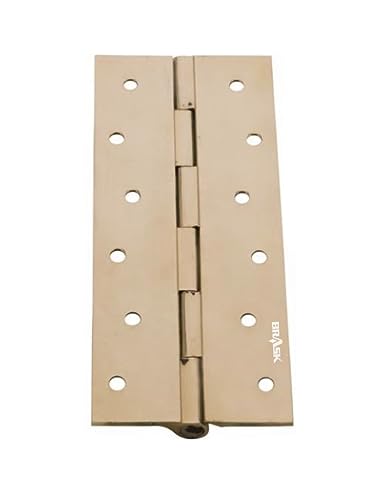 Image of BRASK Brass Railway Hinges 8 inch x 1.1 /2 inch x 3 /16 (200 mm x 38 mm x 5 mm) Heavy Duty Brass Door Hinges (Golden Satin, 3)