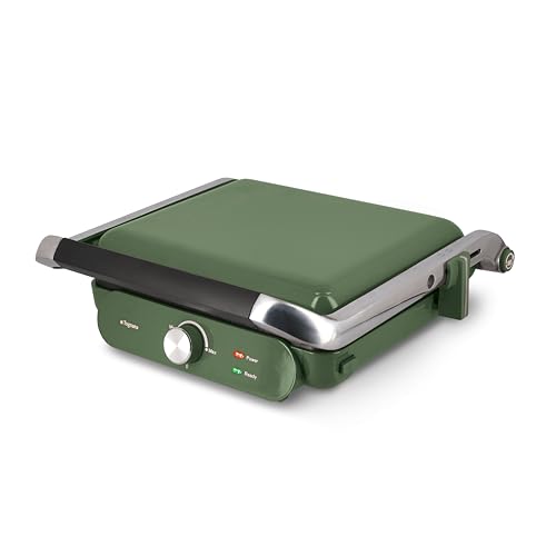 Tognana Iridea, Bistecchiera Elettrica 2000 W con piastre antiaderenti rimovibili di grandi dimensioni, Verde Salvia