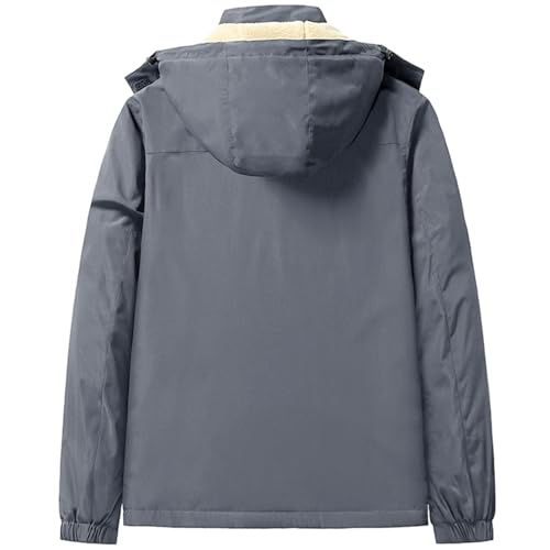 Image of PEGENO Men's Winter Thick Hooded Jacket Fleece Lining Windproof Parka With Removable Hood Coat