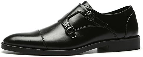 Mens Dress Shoes Double Monk Strap Slip On Loafer Shoes Oxford Leather Shoes for Men Black 8.5 D(M) US | Image 1