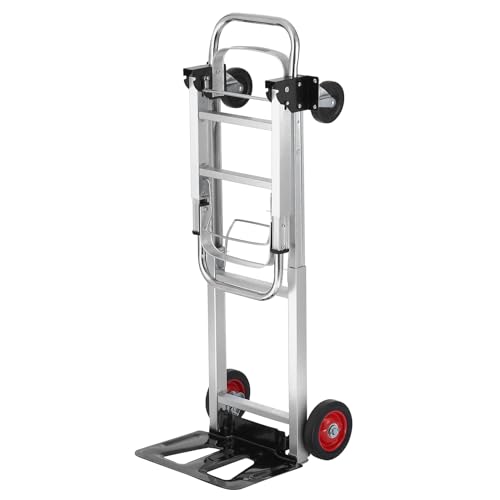 Image of VEVOR Aluminum Folding Hand Truck, 2 in 1 Design 400 lbs Capacity, Heavy Duty Industrial Collapsible cart, Dolly Cart with Rubber Wheels for Transport and Moving in Warehouse, Supermarket, Garden