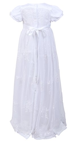 NIMBLE Baby Girls Newborn Christening Embroidered Gown Dress Outfit with Headband,0-15M2