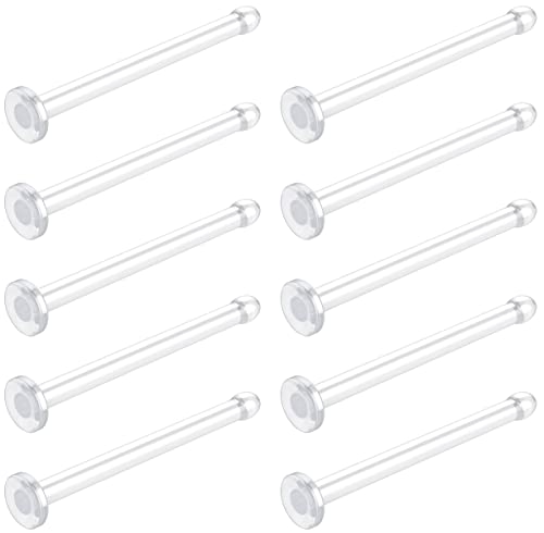 Clear Nose Rings Studs for Women, Men 10pcs - Plastic Retainer Flat Clear Nose Studs for Work, Surgery, Sports, School - Bioflex Nostril Piercing Jewelry