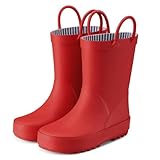 HISEA Rubber Rain Boots for Toddler Girls Boys Waterproof Kids Rain Boots with Handles