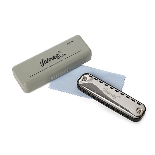Image of JUAREZ JRZ11HM Slim Harmonica | 10 Hole C Key Blues Mouth Organ for Kids & Beginners | Brass Reeds, ABS Comb with Case