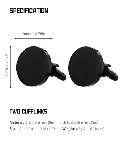 Personalized Cufflinks for Men, Custom Engraved Wedding Cuff Links for Groom, Father of the Bride & Groom Dad, Best Man, or Groomsmen – Black, Gold, or Silver Cufflinks with Dates, Names, or Initials3