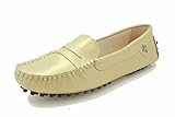 TDA Womens Comfortable Casual Champagne Leather Driving Walking Running Boat Loafers Moccasins Flats Multi Colored 6 M US