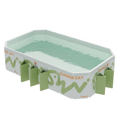 Piscina Pieghevole 220x135x50 cm - Piscina Fuori Terra per Bambini e Adulti, Grande Piscina Portatile con Doppio Scarico, Ideale per Giardino, Terrazzo, Spiaggia e Feste Estive