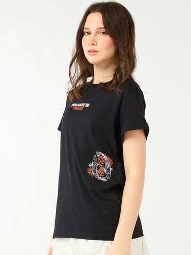 Image of Bewakoof Women's My Badass Graphic Printed 100% Cotton T-Shirt - Boyfriend Fit, Round Neck, Half Sleeve