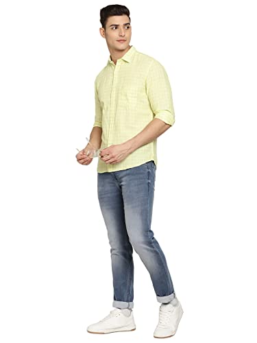 Image of Cantabil Cotton Denim Flat Front Mid Rise Full Length Regular Fit Casual Jeans for Men | Denim for Mens | Mens Full Length Cotton Casual Jeans (P MDNM00188 DARKMERCERISED)