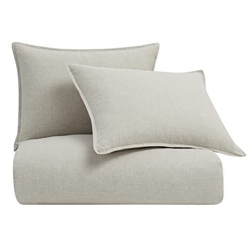 Hiend Accents Linen Duvet Cover Set 100% French Flax Linen Duvet Covers Twin Size, Natural Solid Color Breathable Durable Cooling Linen Bedding Set With 1 Linen Comforter Cover And 1 Sham #TOP2