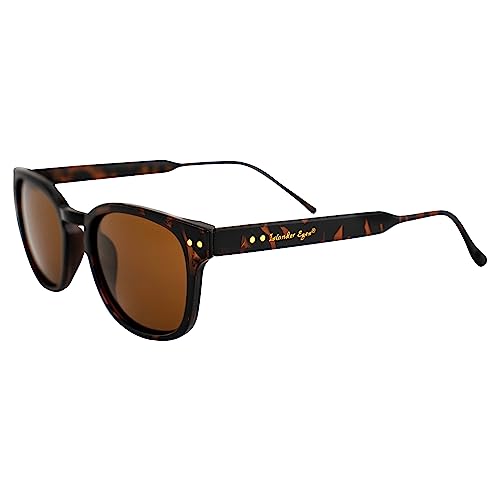 Guam Polarized Sunglasses for Men or Women Dark Tortoise Frame w/Double Metal Rivets & Brown Lens