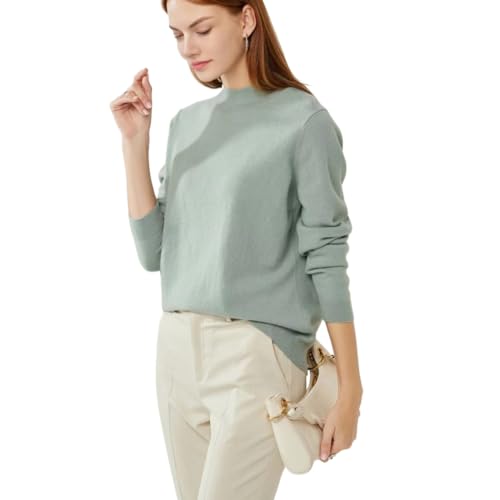 Image of 100% Pure Cashmere Sweaters for Women Mockneck Long Sleeve Warm Soft Lightweight Knit Pullover