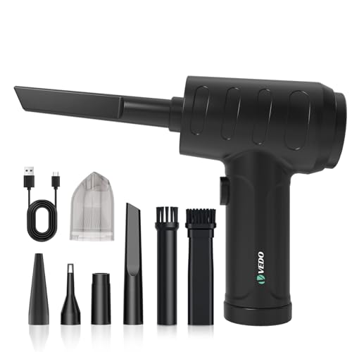 Soprador de Ar para PC, Aspirador de Pó Sem Fio Portátil Limpeza de Carro Escritório Automotiva Multifuncional Bateria Alta Capacidade Motor 6000mha Recarregável USB Vacuum Cleaner (kit 1)