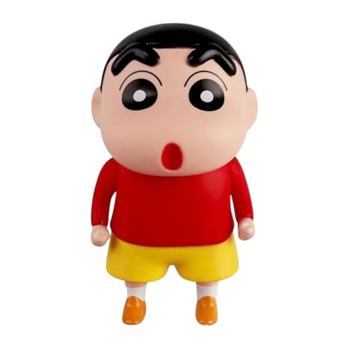 Image of Cartoon Action Figure - 17cm Collectible Collectibles with Exaggerated Expression | Red Shirt & Yellow Shorts | Fun Desk Decor & Gift (Shinchan B)