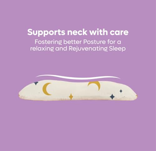 Image of Premium Memory Foam Baby & Toddler Pillow | Head,Neck,Back Support Cushion | Washable Removable Cover | Ideal for Sleeping,Reading & Resting | Age 2to9 Year | 20.5x11.5x2.5 Moon & Star Print