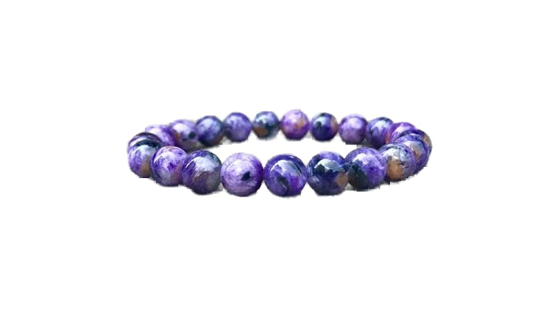 Bracelet en charoite véritable de 8mm pour lithothérapie et méditation