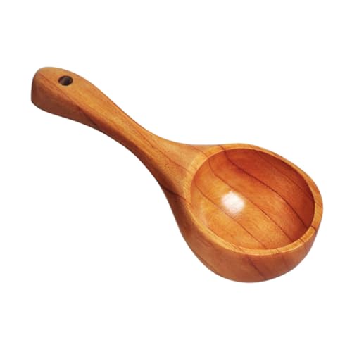 Garneck ?米?勺 長柄木製スープスプーン 軽量で握りやすい キッチン必須 調理や食事に便利 家用おたま
