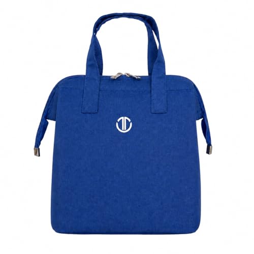 Image of THICKET Insulated Lunch Bag for Women & Men | Premium Fabric with Easy-Clean Alumnium Foil Lining, Dual Zippers & Bottle Strap | Lunch Bag for Office, Work, Travel & Picnic (Royal Blue)
