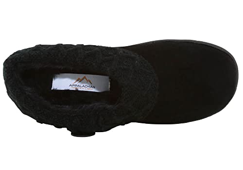 Clarks Womens Slipper Suede Leather Knitted Collar Clog Slippers - Plush Faux Fur Lining (All Black Premium, 8) #TOP2