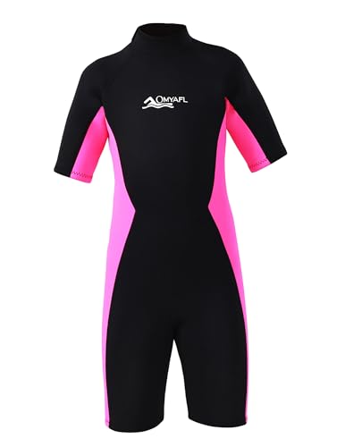 OMYAFL Wetsuit for Kids Boys Girls 2mm Neoprene Wetsuit in Cold Water Swimming and Surfing (Pink, 4)