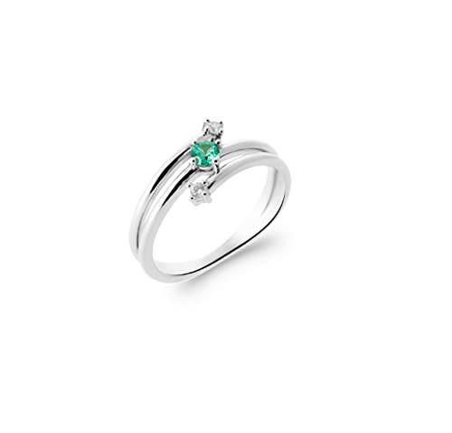 Bague Anneau 3 Rangs Argent 925 solitaire zirconium vert femme