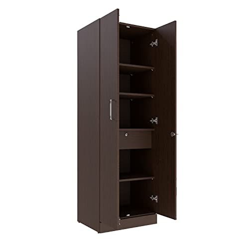 Image of Wakefit Wardrobe | 1 Year Warranty | Engineered Wood Almirah, Cupboard for Clothes Storage | 2 Door, Drawer | Twill - Wenge