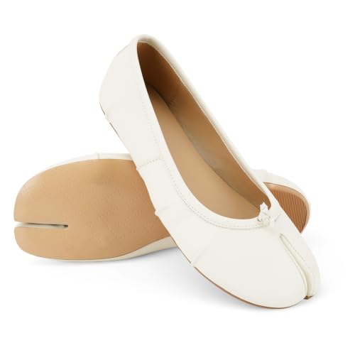 Image of VBDB Tabi Ballet Flats for Women Dressy Casual Shoes Split Toe Wide Flats Light Weight Japanese Shoes