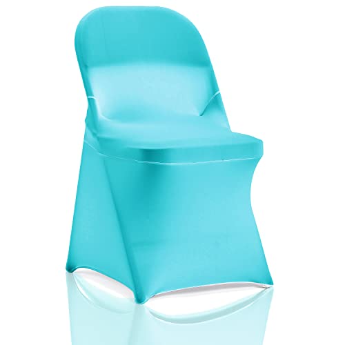 bricia 12 fundas plegables de elastano elástico turquesa para sillas de comedor, fundas elásticas para sillas de comedor, fundas protectoras para bodas, banquetes y fiestas