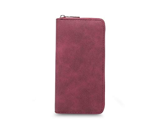 Image of MOCA Premium Womens Girls Ladies Long Clutch Zipper Wallet Hand Purse for Womens Women's Girls Ladies Wallet Clutch Purse Mobile Phone Pocket Cash Card Holder Wallet for Women (Wine Red)