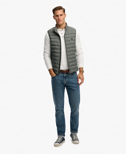 SUPERDRY Fuji Lite Padded Gilet Abrigo, Biker Grey, XL Unisex Adulto