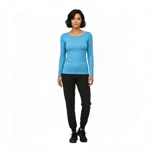 Image of Natural Uniforms Women's Long Sleeve Underscrub T-Shirt - Cotton Blend Scrub Base Layer for Nurses & Medical Professionals