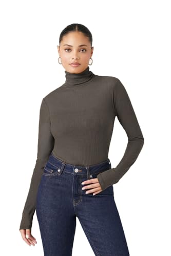 Image of Emmalise Womens Turtleneck Top Long Sleeves Fitted Ribbed Top