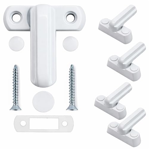 Fenstersicherung in Weiß - 4 Stück für Fenster und Balkontüren mit stabiler Kindersicherung und effektivem Einbruchschutz, Set mit einfacher Montage
