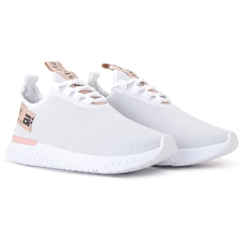 Tênis Academia Feminino Caminhada Corrida Treino Malhar Olimp BF Shoes (Branco e Nude, BR, Adulto, N