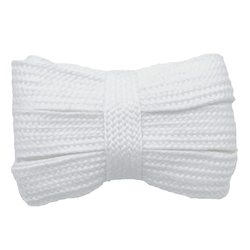 GOODSALEOK 2 Paar Flache Dicke Breite Schnürsenkel 16MM sportliche Spitze Abriebfest Unisex Modische Persönlichkeit Weiß 120CM