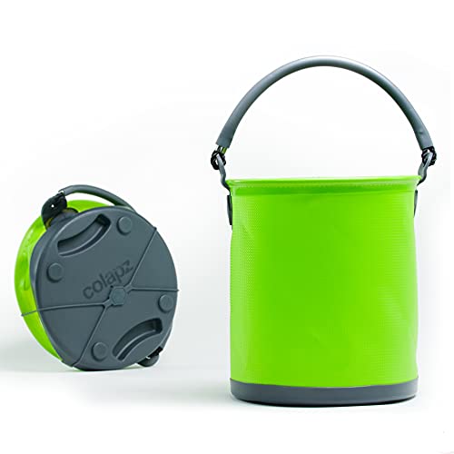Colapz 9L Vert Collapsible Bucket - Seau Pliable de Camping avec poignée - Accessoires de Camping Porte-Eau Pliable Cover