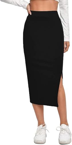 ALYNE Women’s Elastic Waist Bodycon Midi Skirt – Stylish and Comfortable