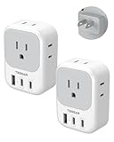 2 Prong to 3 Prong Outlet Adapter, TESSAN US to Japan Plug Adapter 2 Pack with 4 Outlets 3 USB (2 USB-C), Outlet Adaptor US to Japan China Mexico Philippines Canada Peru Thailand Vietnam