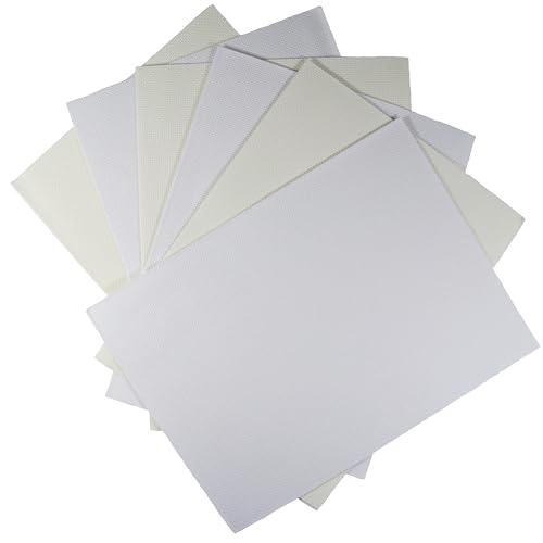 Image of KCS 6 pc of 12 inch x 18 inch(30cmx45cm) 14CT Counted Cotton Aida Cloth Cross Stitch Fabric (White+Antique White)