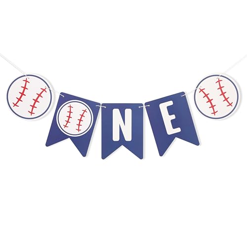 Image of Baseball One High Chair Banner - Baseball First /1st Birthday Decoration,Rookie Of The Year Banner,Sporty Birthday Decor (blue4)
