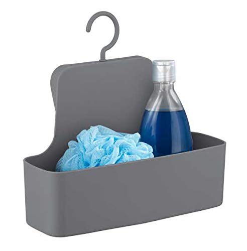 WENKO Duschcaddy Barcelona, Duschregal zum Hängen, mit beweglichem Haken, Spezial-Kunststoff (bruchsicher), Befestigen ohne Bohren, Anthrazit