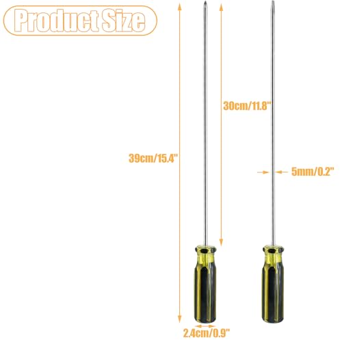 Image of 2Pcs 39cm Long Screwdriver Set, Phillips and Slotted Set (Silver)