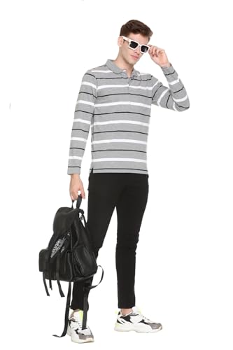 Image of GODFREY Full Sleeve Cotton Polo T Shirt for Man with Pocket - Men Tshirts Regular Fit