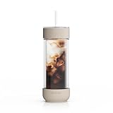 Ember Cold Tumbler 16 oz – Insulated Glass Iced Coffee Cup with Straw & Spill-Proof...