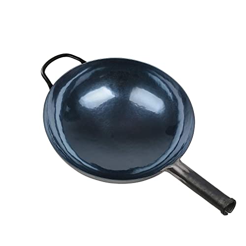 Wok de hierro hecho a mano, 36 cm con tapa y utensilios miniatura 2