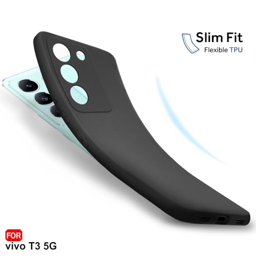 Image of TheGiftKart Sleek Back Cover Case for Vivo T3|Y200e | Slim Fit Protective Design | Ultra Matte Finish | Camera Protection Bump | Soft Silicon Case (Black)