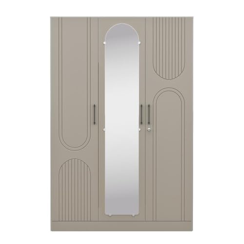 Image of Wakefit Wardrobe for Bedroom | 3 Yr Warranty | Cupboard for Bedroom, Almirah, Wooden Wardrobe, Comes with LED light, Storage Drawer, Mirror & Hanger, Density:680-750kg /m, Free Installation(Tyrian-CB)